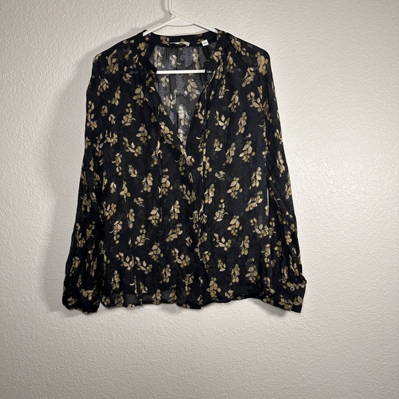 Vince Silk Floral Black Blouse SP - Picture 2 of 7